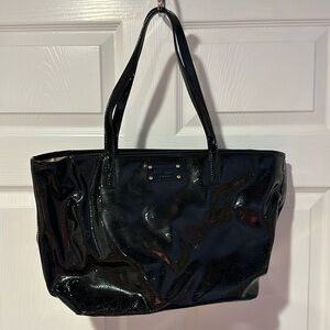 Gently Used Black Patent with Perforated Hearts Kate Spade Handbag